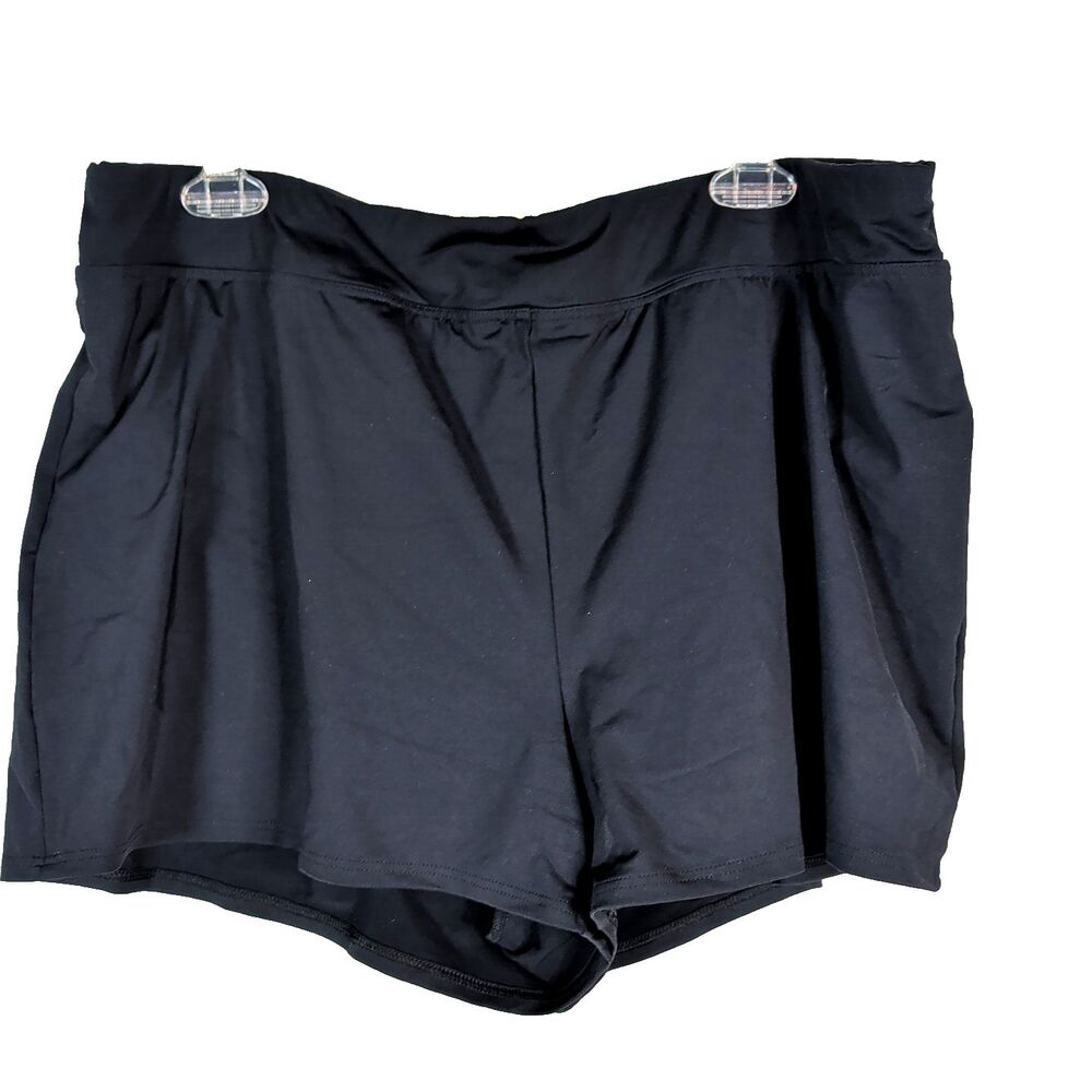 Lands End Black Swim Shorts Women Size 18